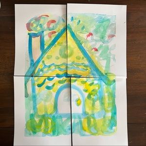 Puzzle Four Piece Hand Painted Watercolor